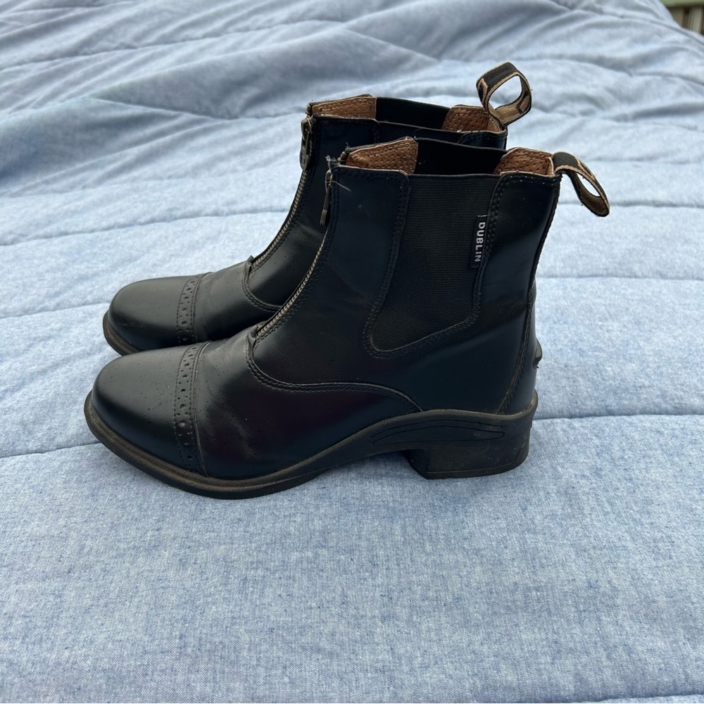 Dublin Altitude Black Leather Zip Paddock Equestrian Boots Size 7